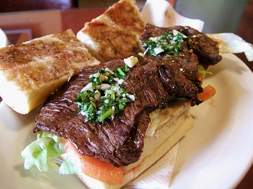 A slather of chimichurri makes this sandwich even more delectable.