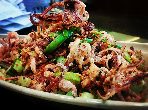 Crunchy, spicy, and salty baby squid from Shanghai 33. 